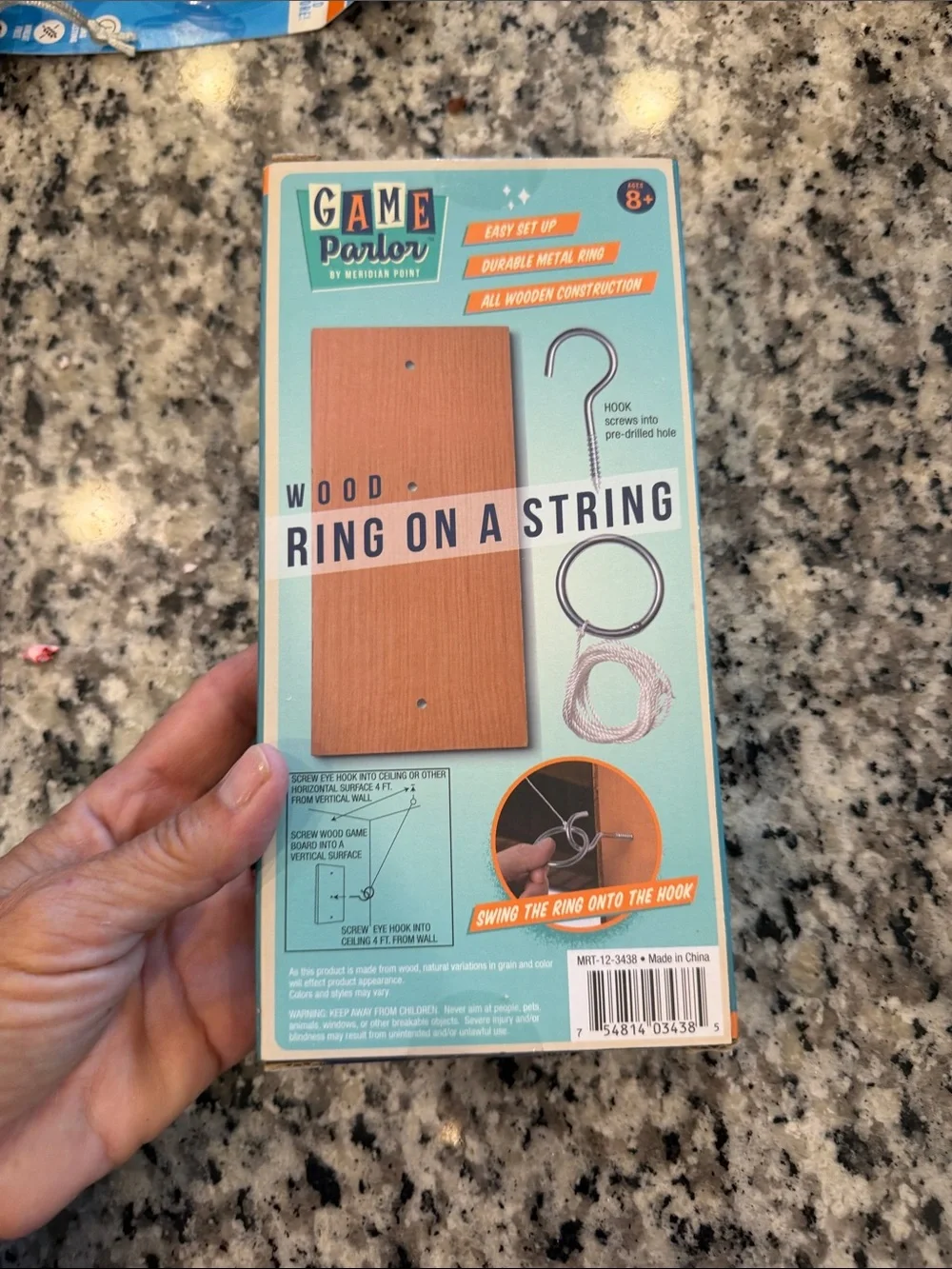 Game Parlor Wood Ring on a String Puzzle - Natural Wood